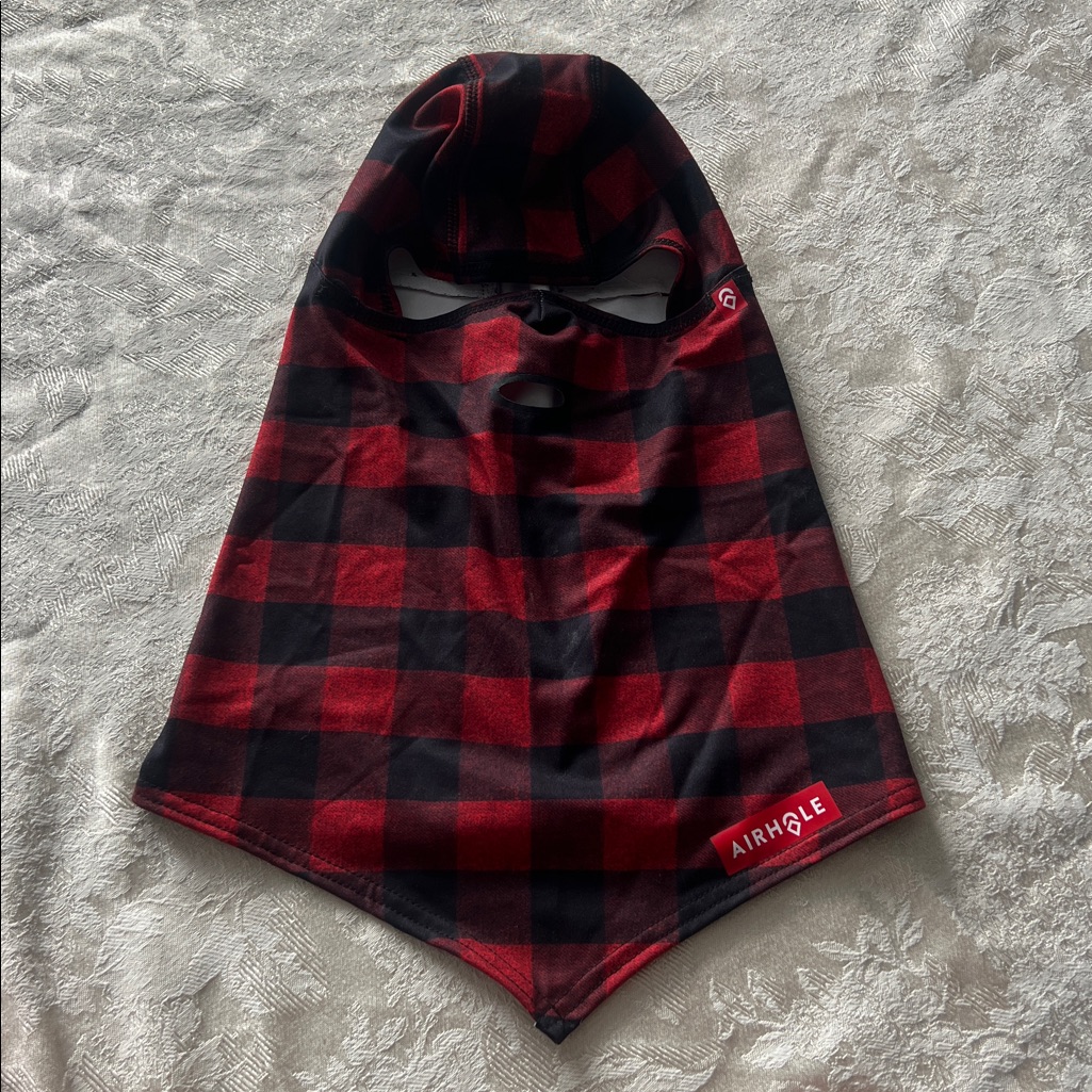 Airhole Buffalo Plaid Balaclava Face Mask | Red Black Check Winter Gear